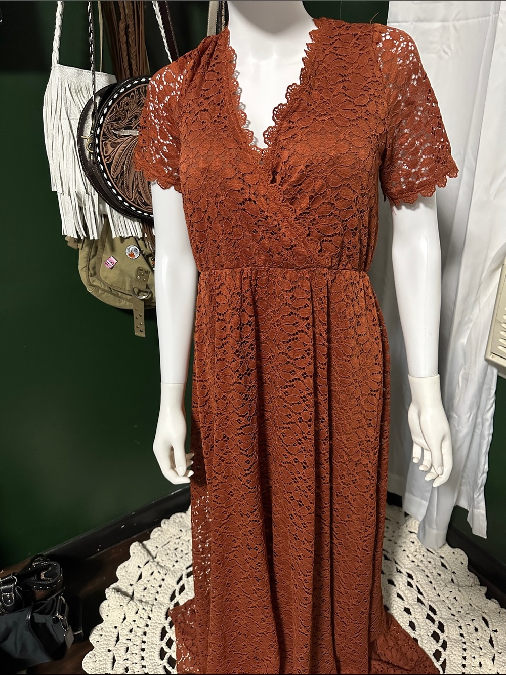 Baltic Born Rust Lace Maxi Dress